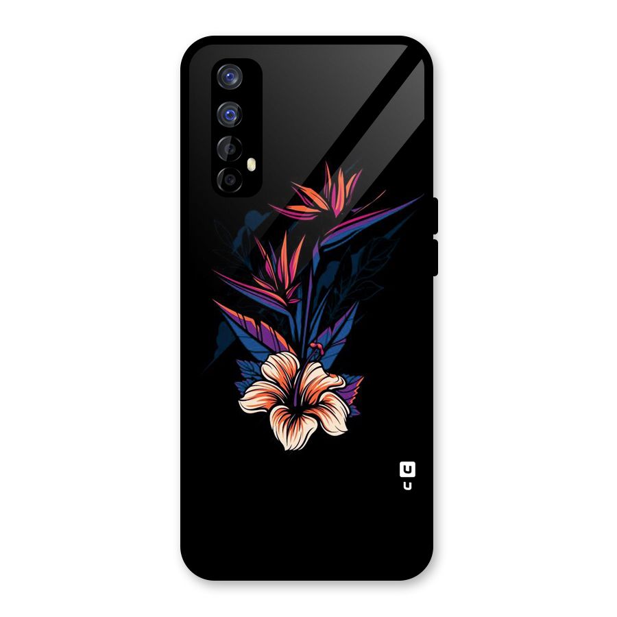 Single Painted Flower Glass Back Case for Realme Narzo 20 Pro