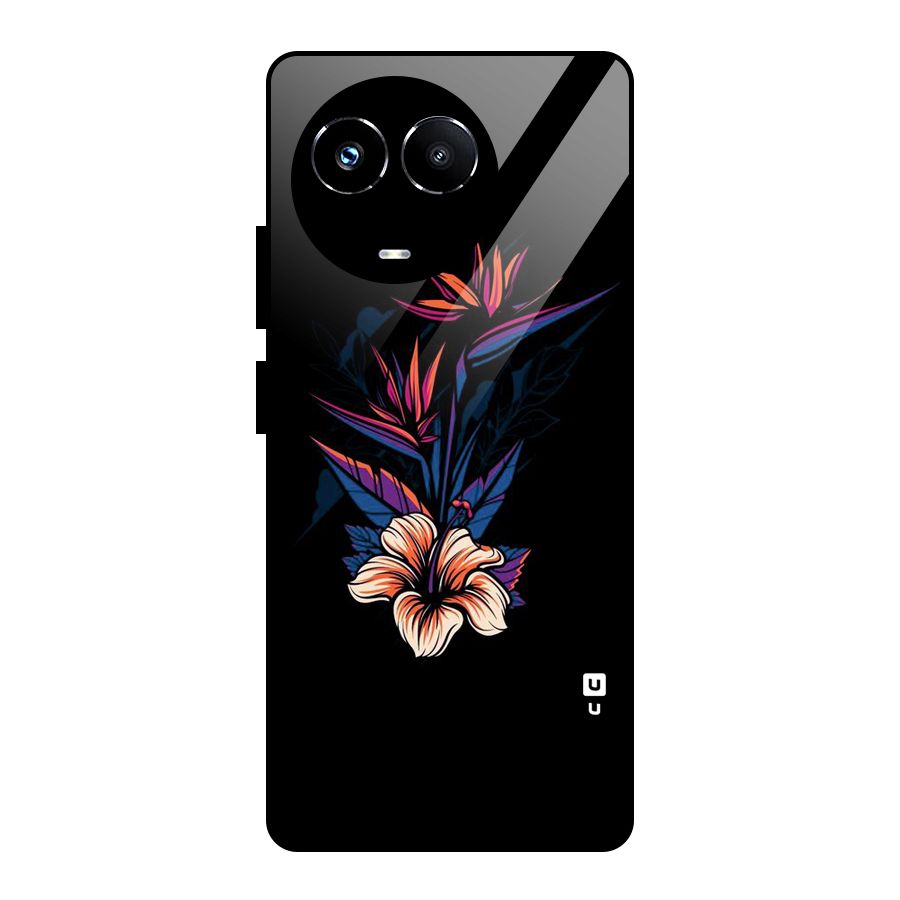 Single Painted Flower Glass Back Case for Realme Narzo 60X