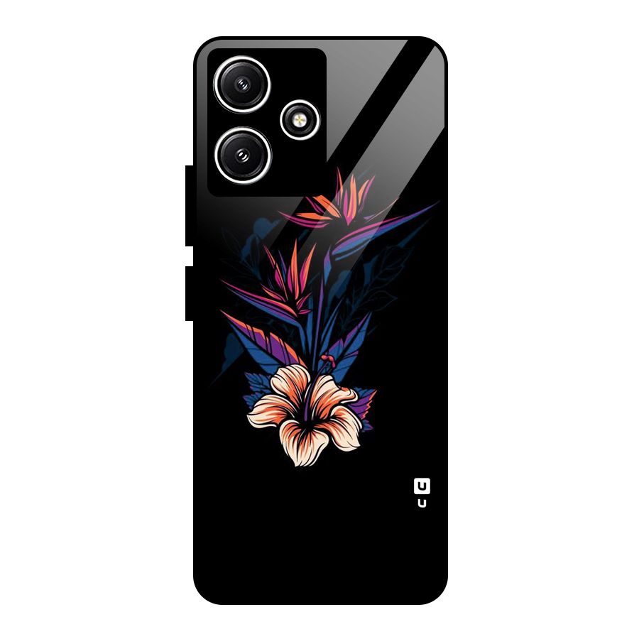 Single Painted Flower Glass Back Case for Redmi 12 5G
