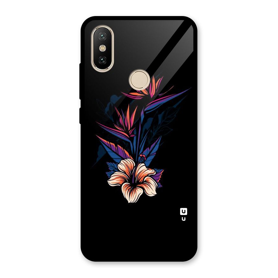 Single Painted Flower Glass Back Case for Redmi A2