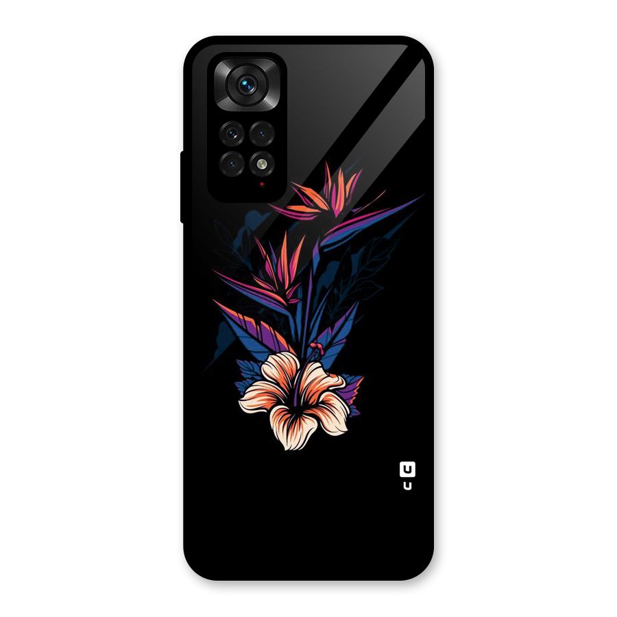 Single Painted Flower Glass Back Case for Redmi Note 11S