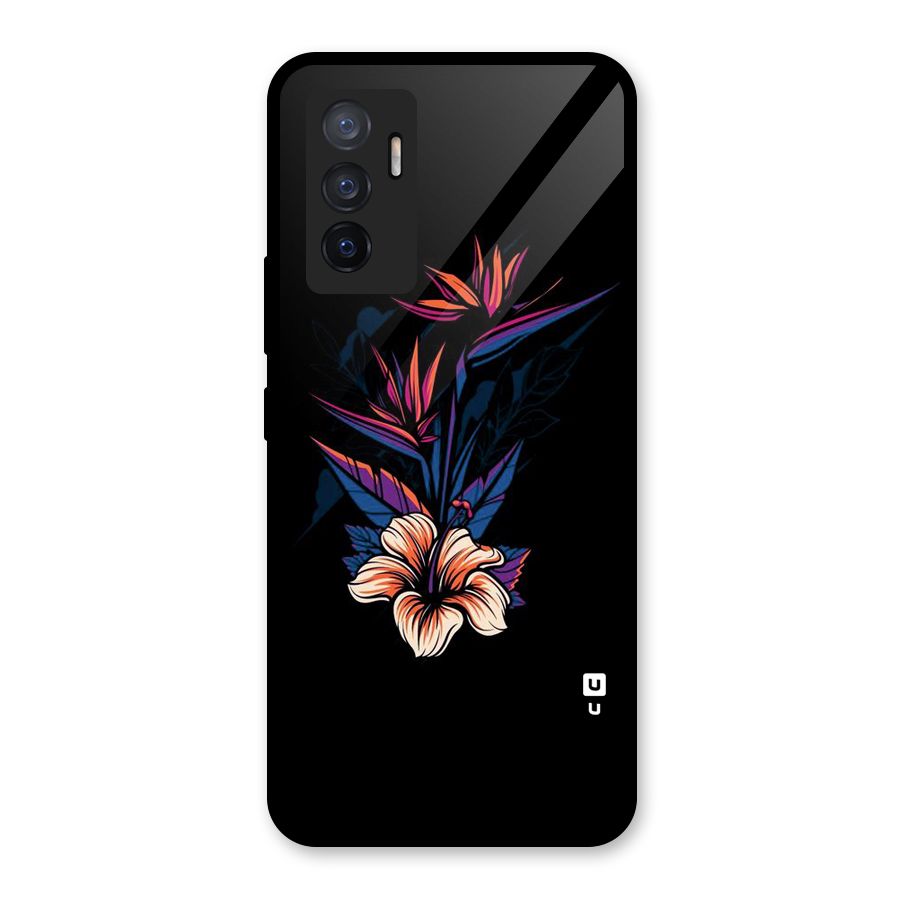 Single Painted Flower Glass Back Case for Vivo V23e