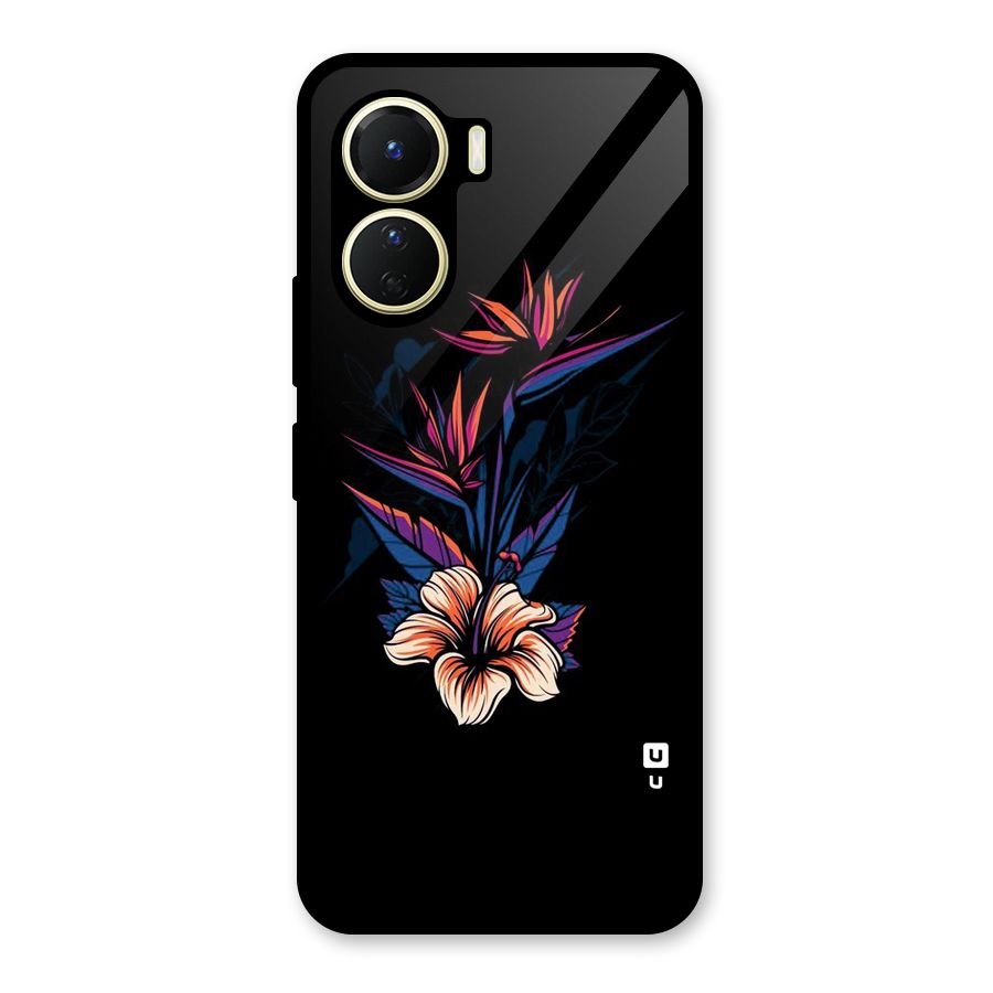 Single Painted Flower Glass Back Case for Vivo Y16