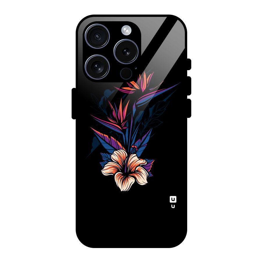 Single Painted Flower Glass Back Case for iPhone 15 Pro