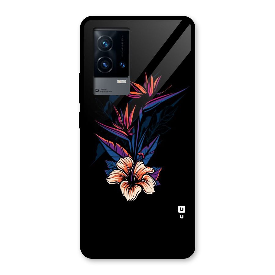 Single Painted Flower Glass Back Case for iQOO 9 5G