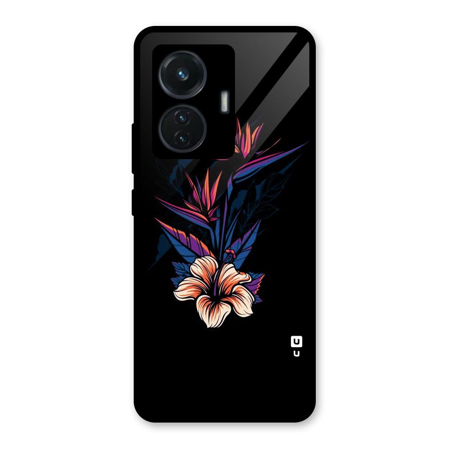 Single Painted Flower Glass Back Case for iQOO Z6 44W