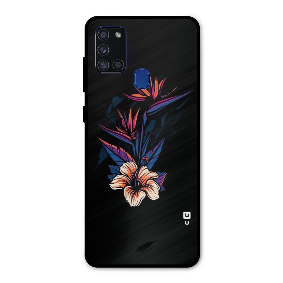 Single Painted Flower Metal Back Case for Galaxy A21s