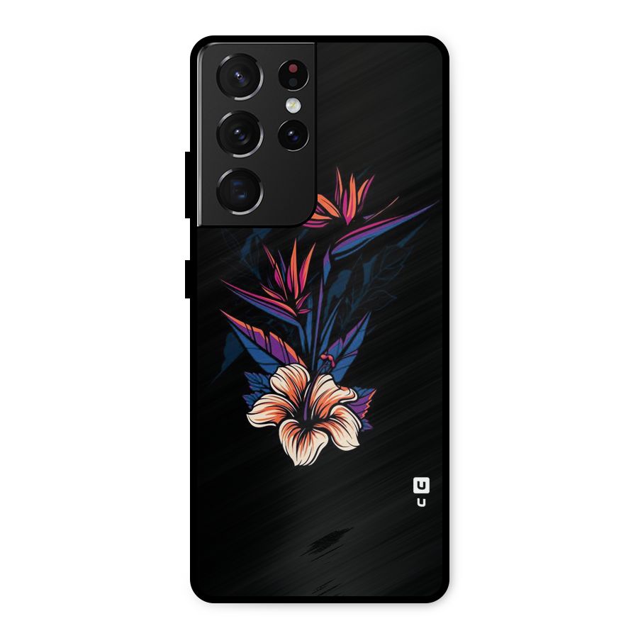 Single Painted Flower Metal Back Case for Galaxy S21 Ultra 5G