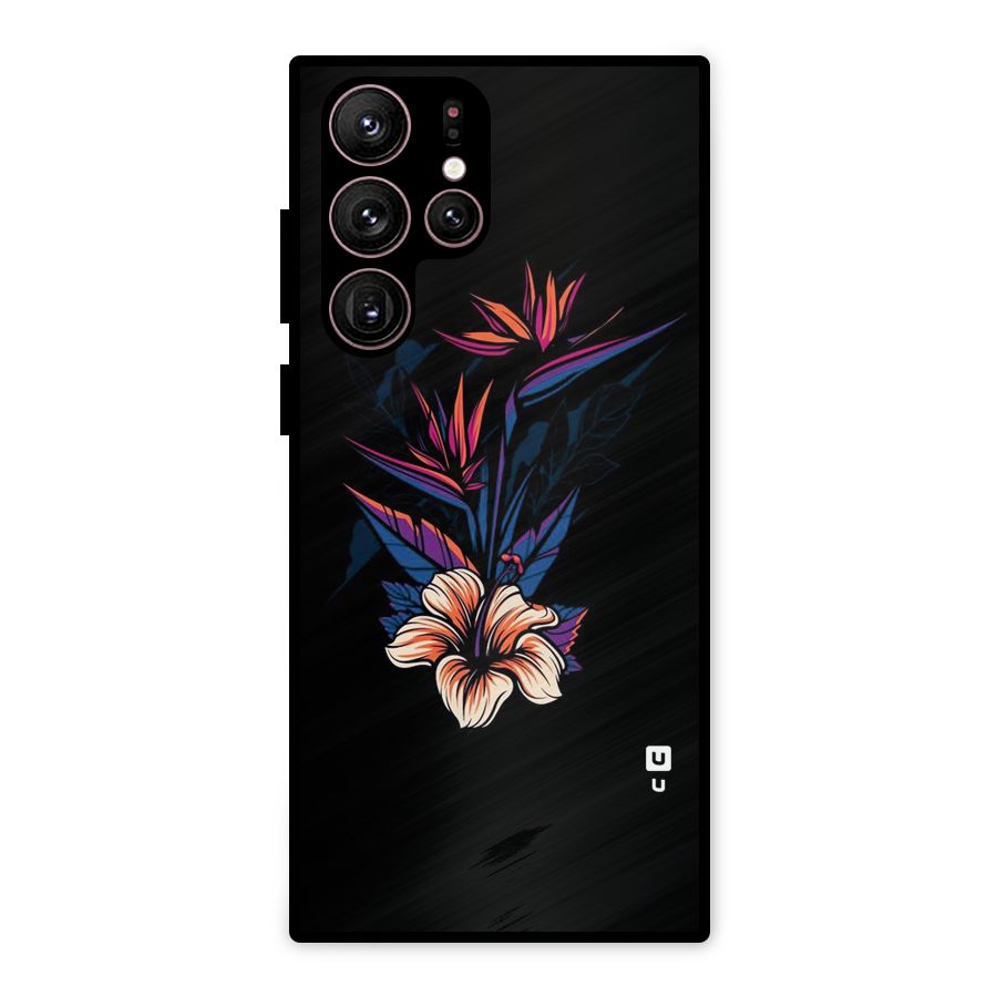 Single Painted Flower Metal Back Case for Galaxy S22 Ultra 5G