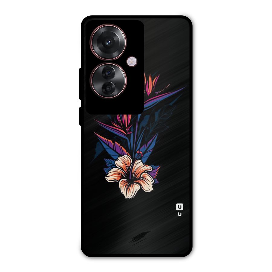 Single Painted Flower Metal Back Case for Oppo F25 Pro