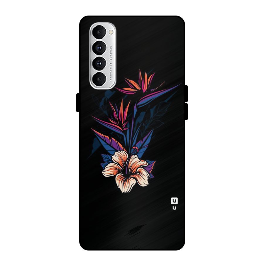 Single Painted Flower Metal Back Case for Oppo Reno4 Pro