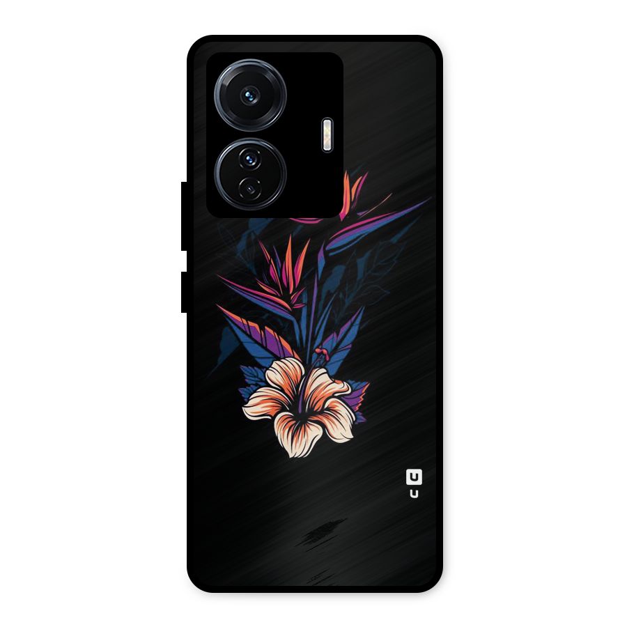 Single Painted Flower Metal Back Case for Vivo T1 Pro
