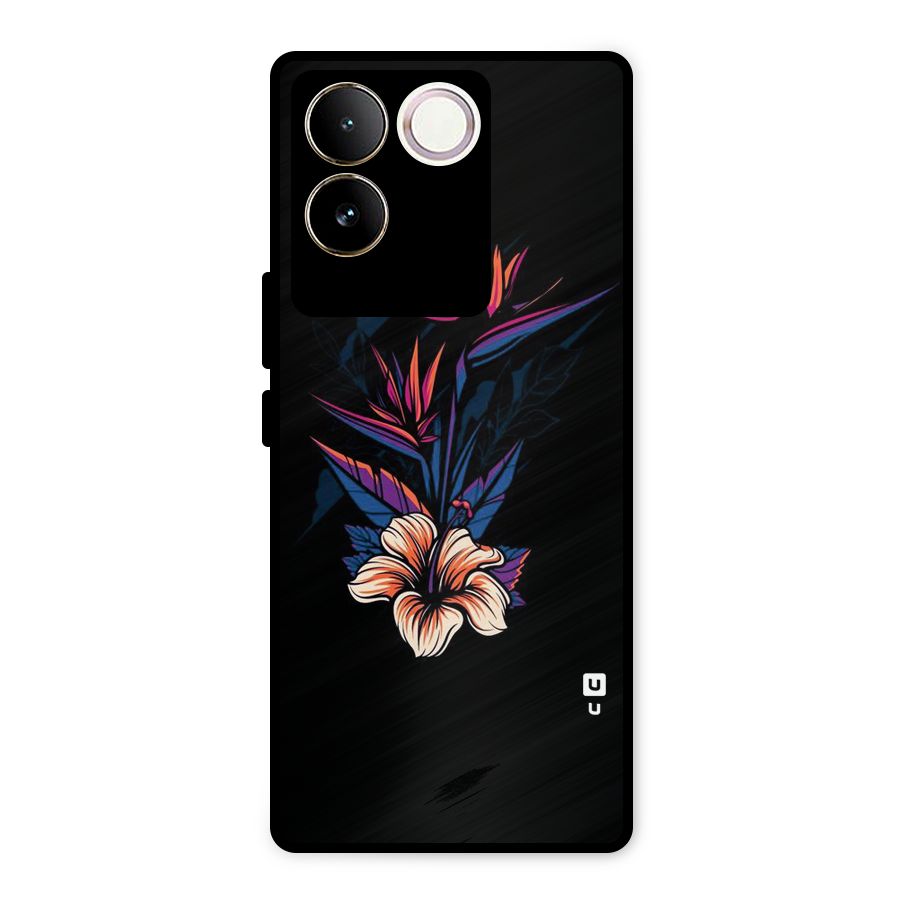 Single Painted Flower Metal Back Case for Vivo T2 Pro