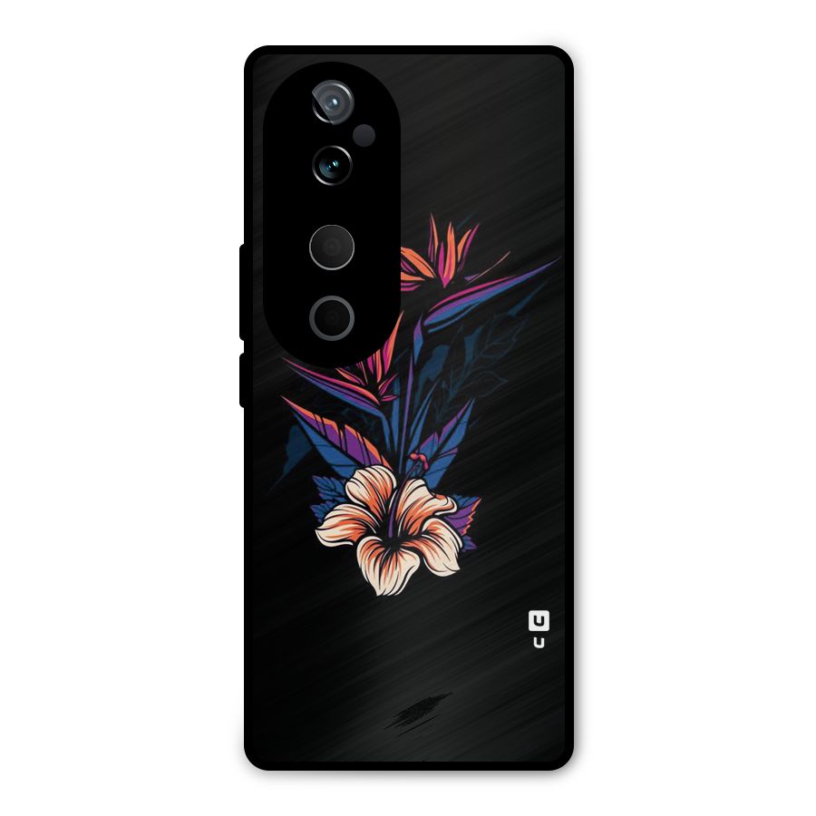 Single Painted Flower Metal Back Case for Vivo T3 Ultra