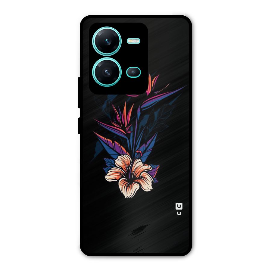 Single Painted Flower Metal Back Case for Vivo V25