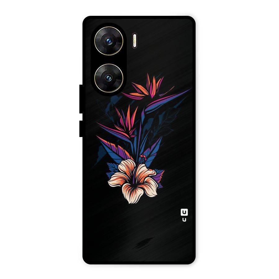 Single Painted Flower Metal Back Case for Vivo V29e