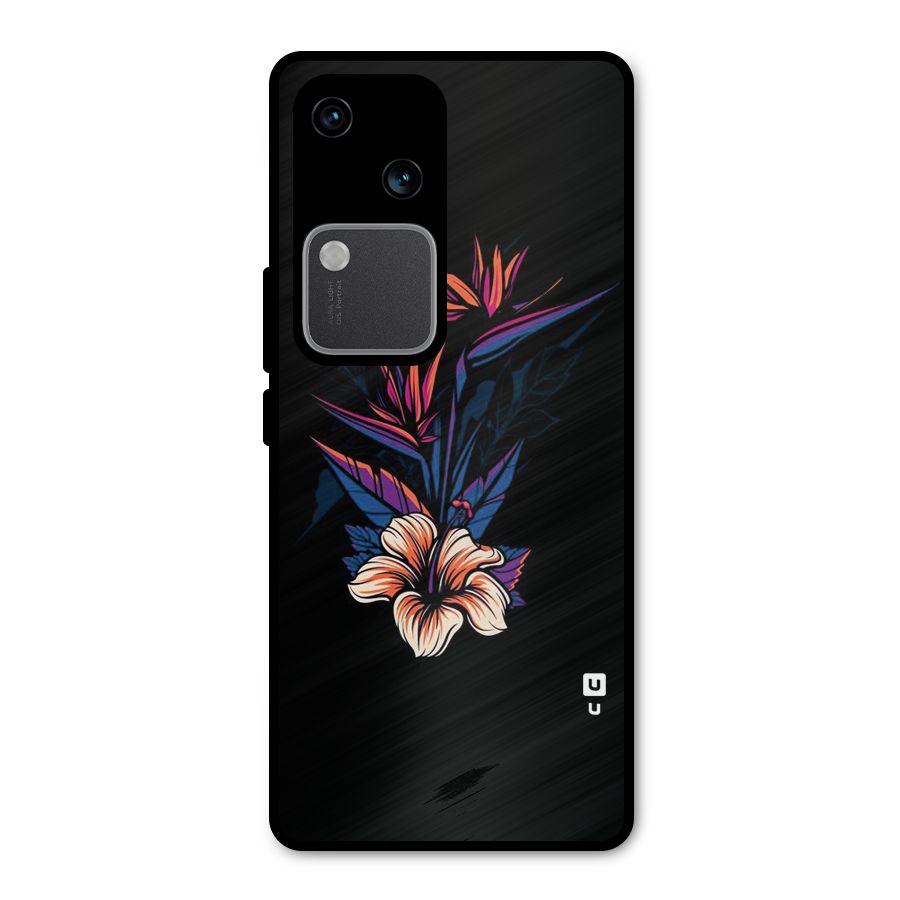 Single Painted Flower Metal Back Case for Vivo V30 Pro