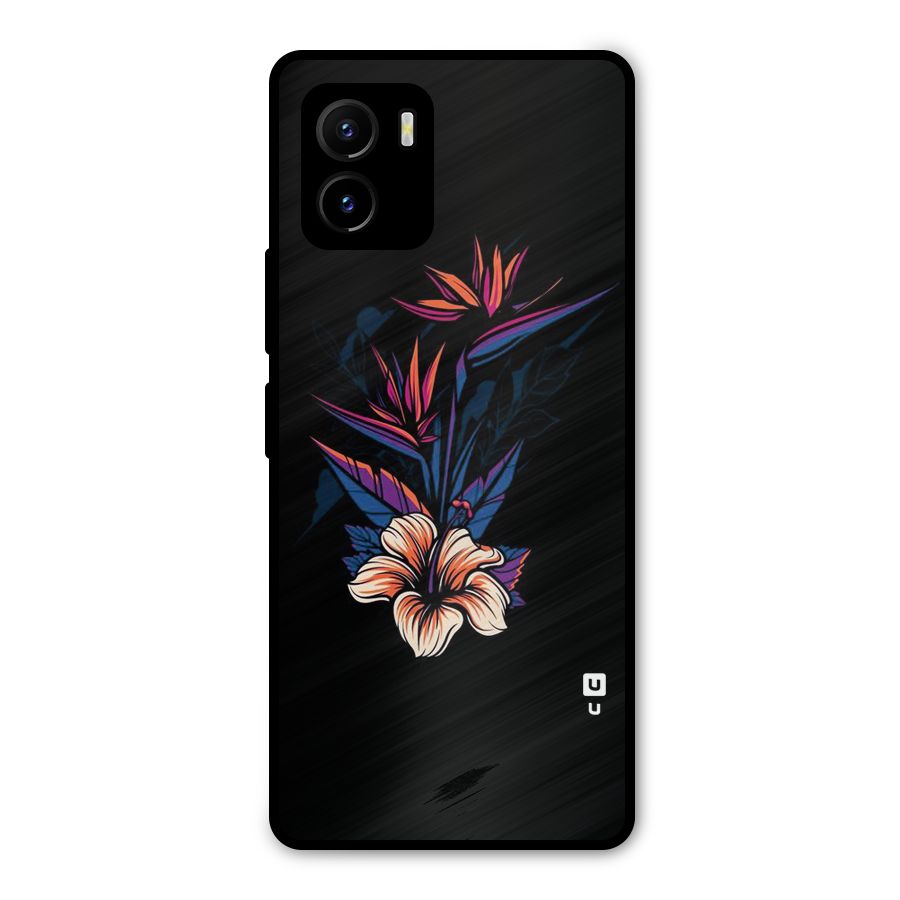 Single Painted Flower Metal Back Case for Vivo Y15s