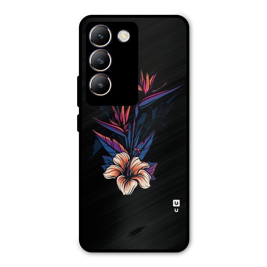 Single Painted Flower Metal Back Case for Vivo Y200e