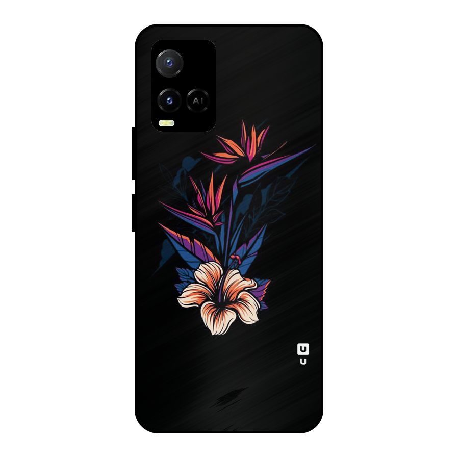 Single Painted Flower Metal Back Case for Vivo Y21T