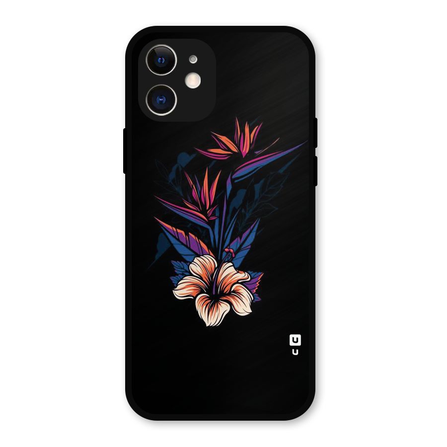 Single Painted Flower Metal Back Case for iPhone 12