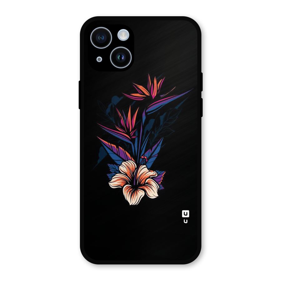 Single Painted Flower Metal Back Case for iPhone 14