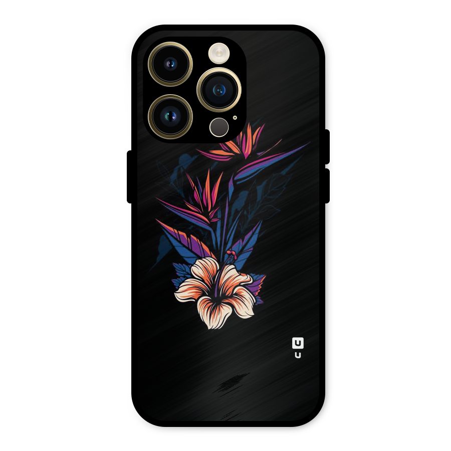 Single Painted Flower Metal Back Case for iPhone 14 Pro