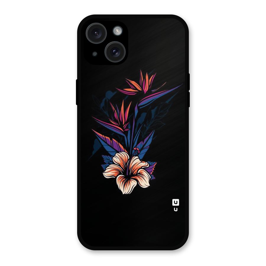 Single Painted Flower Metal Back Case for iPhone 15 Plus
