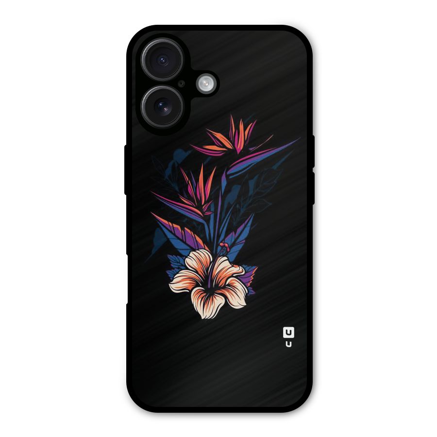 Single Painted Flower Metal Back Case for iPhone 16