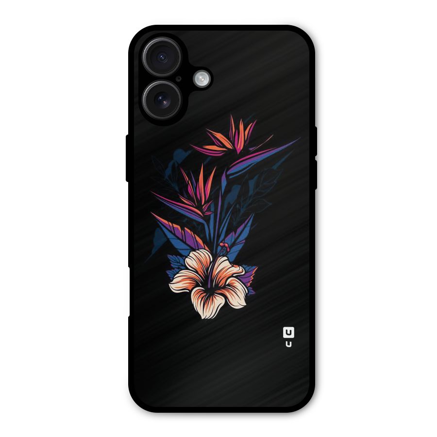 Single Painted Flower Metal Back Case for iPhone 16 Plus