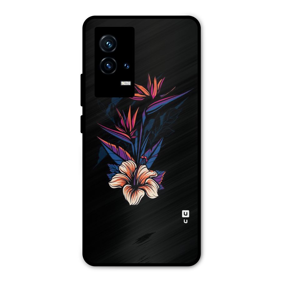 Single Painted Flower Metal Back Case for iQOO 9 5G