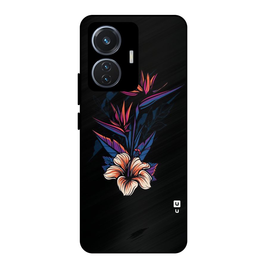 Single Painted Flower Metal Back Case for iQOO Z6 44W