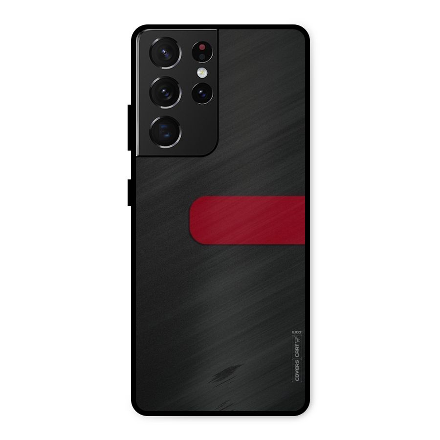 Single Red Stripe Metal Back Case for Galaxy S21 Ultra 5G