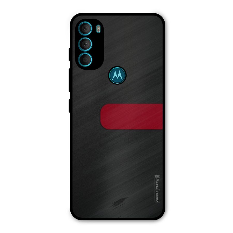 Single Red Stripe Metal Back Case for Moto G71 5G