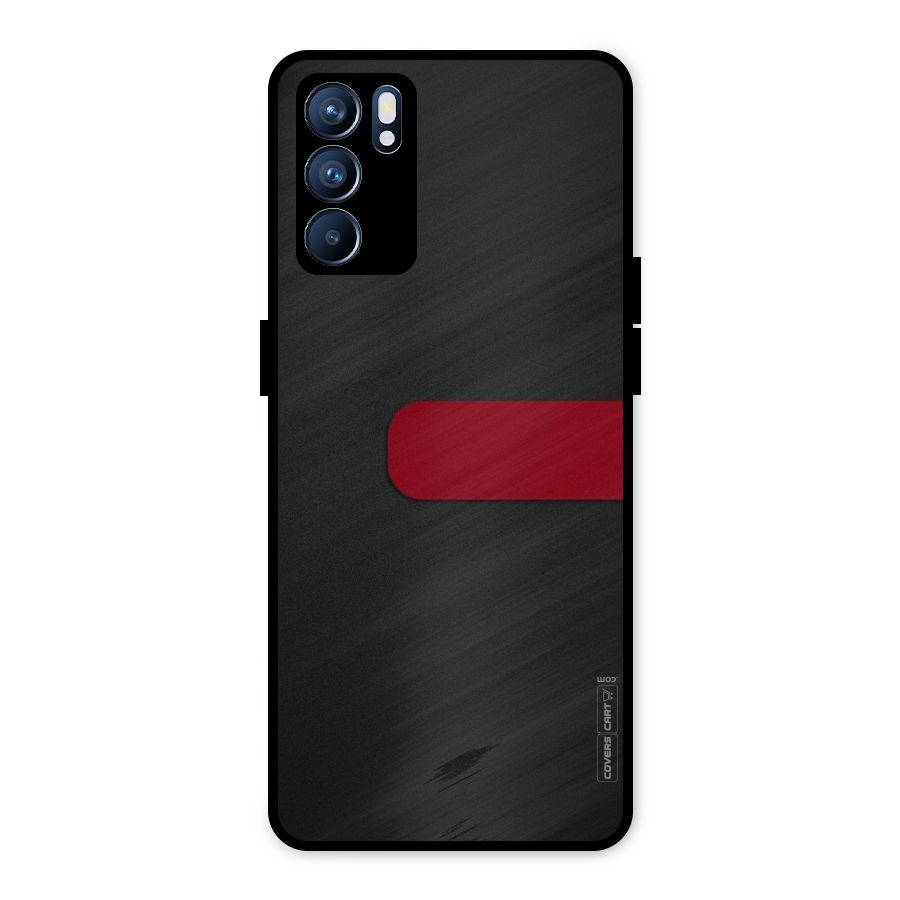 Single Red Stripe Metal Back Case for Oppo Reno6 5G
