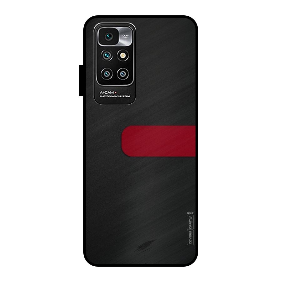 Single Red Stripe Metal Back Case for Redmi 10 Prime