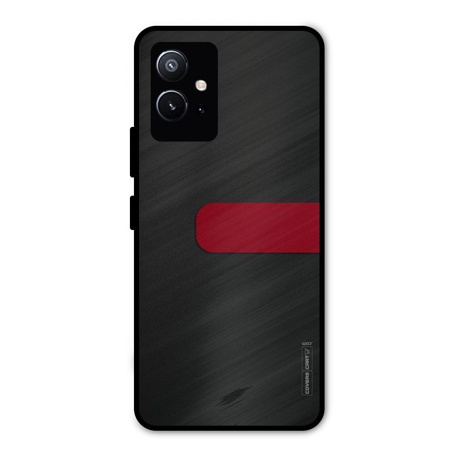 Single Red Stripe Metal Back Case for Vivo T1 5G