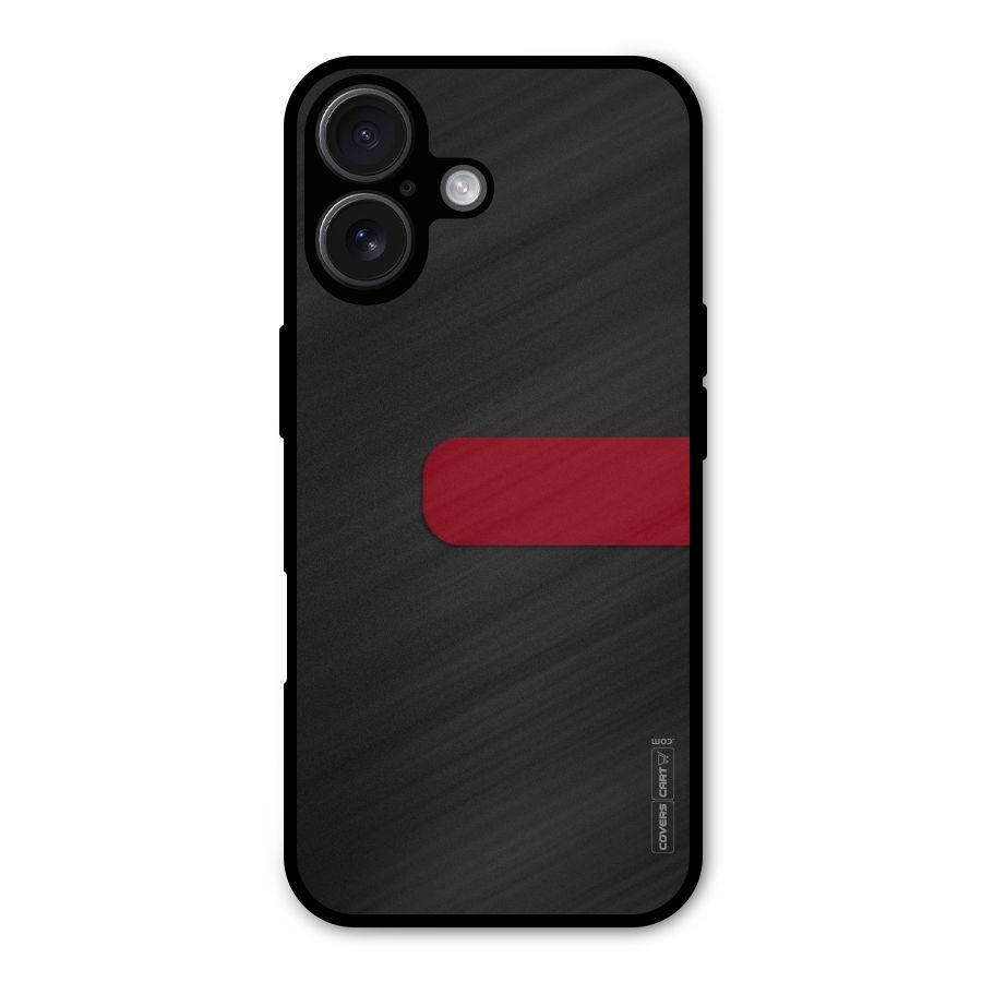 Single Red Stripe Metal Back Case for iPhone 16
