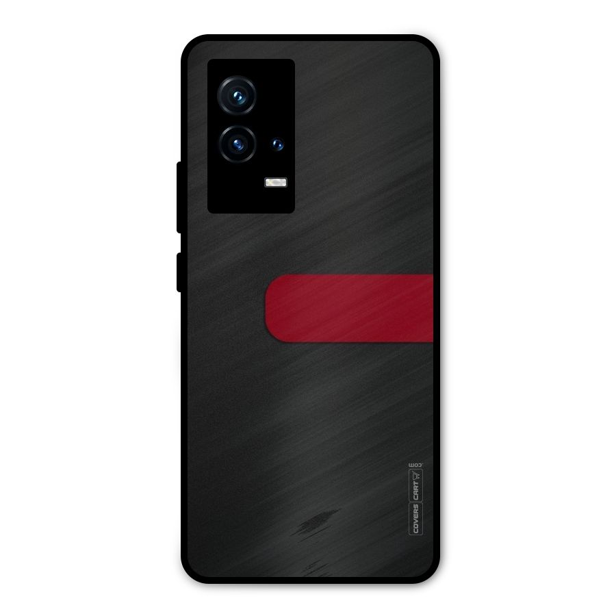 Single Red Stripe Metal Back Case for iQOO 9 5G