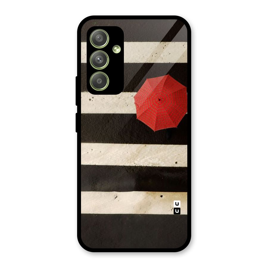 Single Red Umbrella Stripes Glass Back Case for Galaxy A54