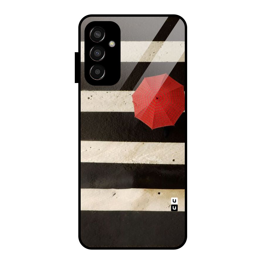 Single Red Umbrella Stripes Glass Back Case for Galaxy F13