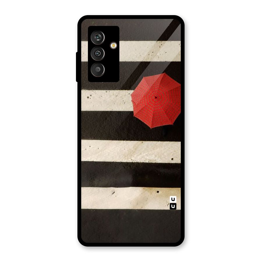 Single Red Umbrella Stripes Glass Back Case for Galaxy M13