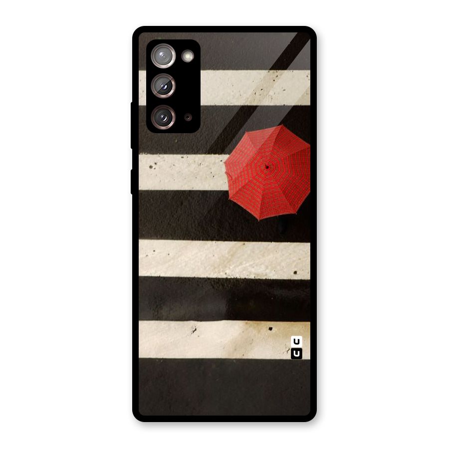 Single Red Umbrella Stripes Glass Back Case for Galaxy Note 20
