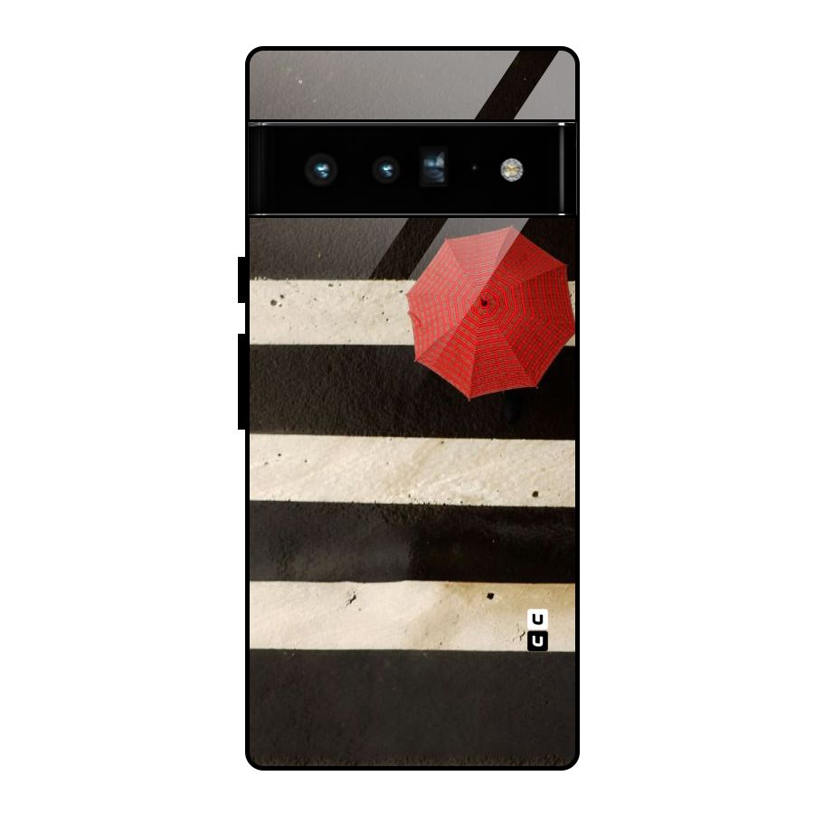 Single Red Umbrella Stripes Glass Back Case for Google Pixel 6 Pro