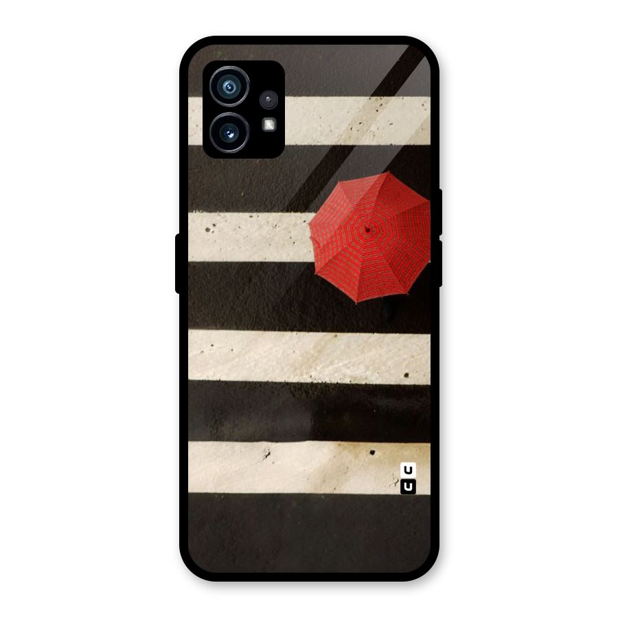 Single Red Umbrella Stripes Glass Back Case for Nothing Phone 1