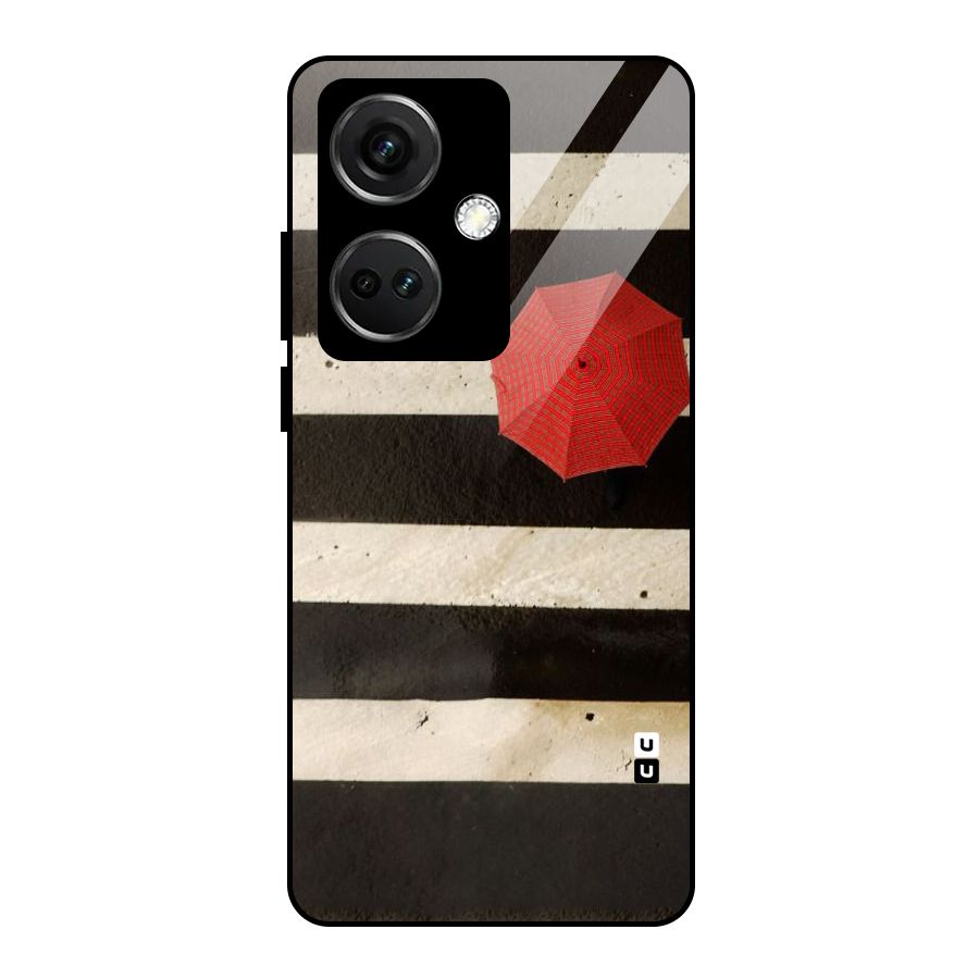 Single Red Umbrella Stripes Glass Back Case for OnePlus Nord CE 3 5G