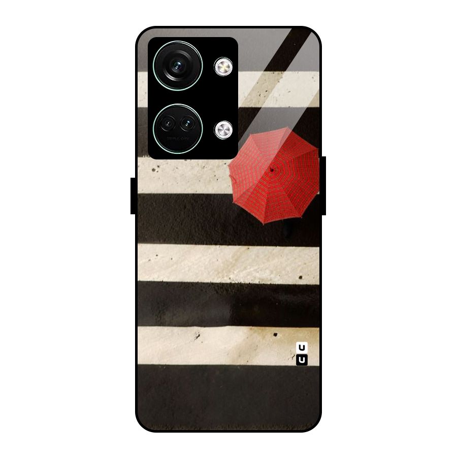 Single Red Umbrella Stripes Glass Back Case for Oneplus Nord 3