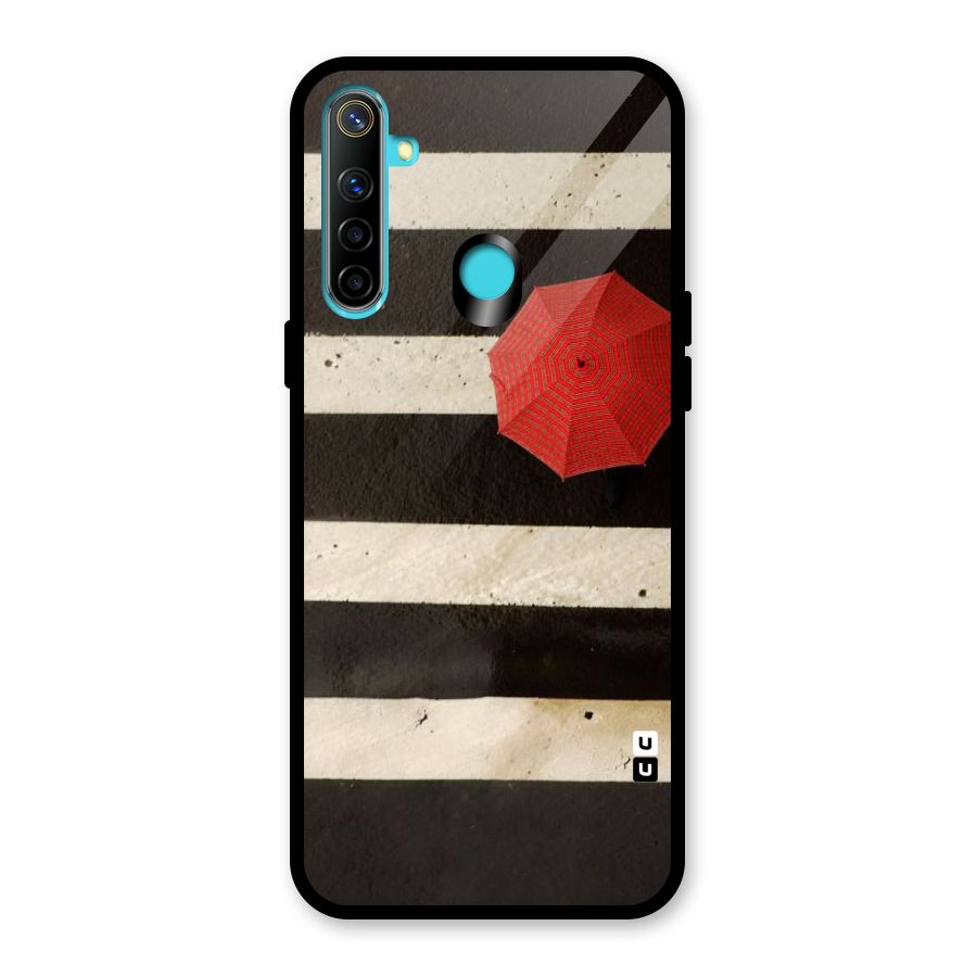Single Red Umbrella Stripes Glass Back Case for Realme Narzo 10