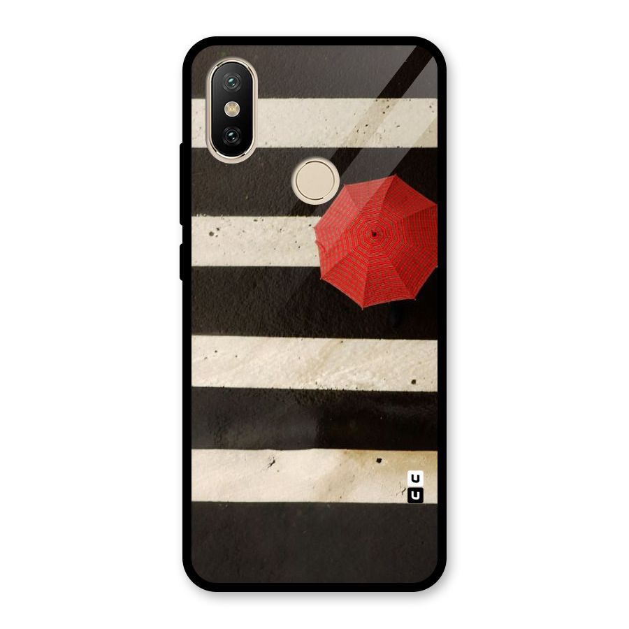 Single Red Umbrella Stripes Glass Back Case for Redmi A2