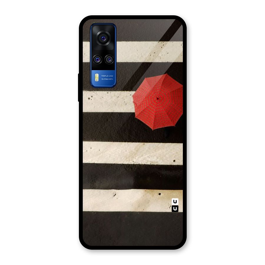 Single Red Umbrella Stripes Glass Back Case for Vivo Y31